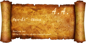 Apró Absa névjegykártya